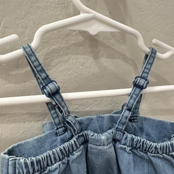 RuffleButts Chambray Denim Bow Ruffle Bubble Romper - Picture 8 of 8